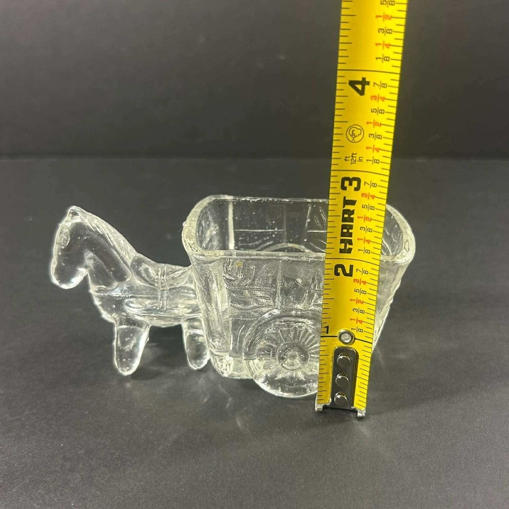 Jeanette Glass Donkey Cart Clear Toothpick Holder Vintage Pressed Glass Novelty - Picture 7 of 7